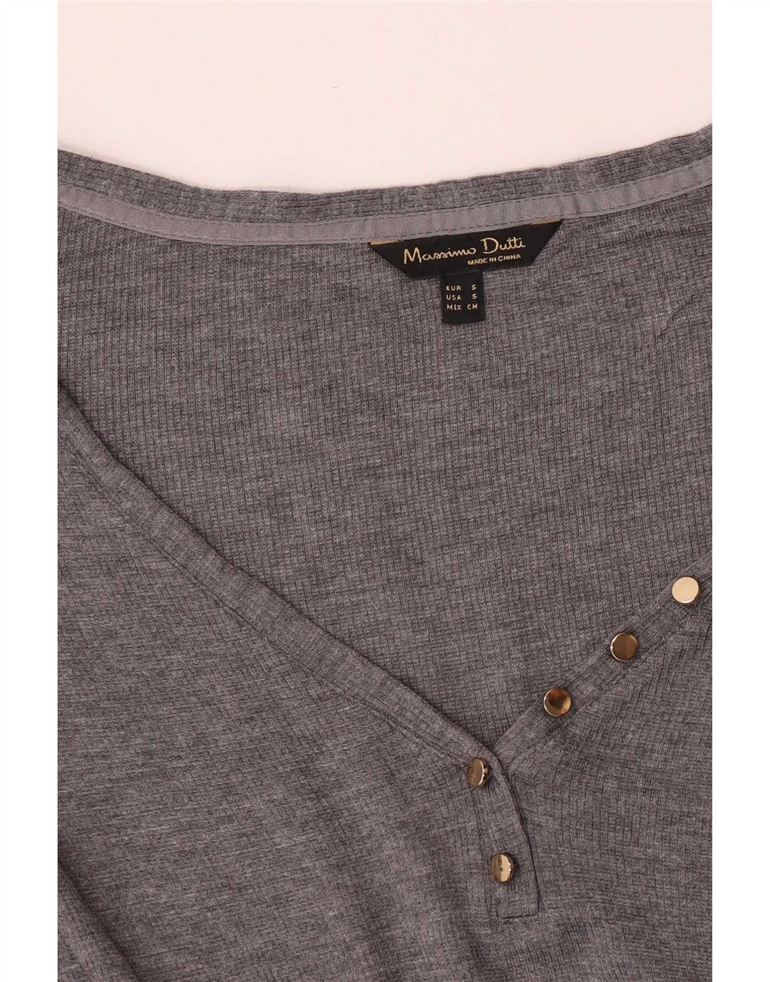 Massimo Dutti Top Mujer Manga Larga UK 40 Small Gris