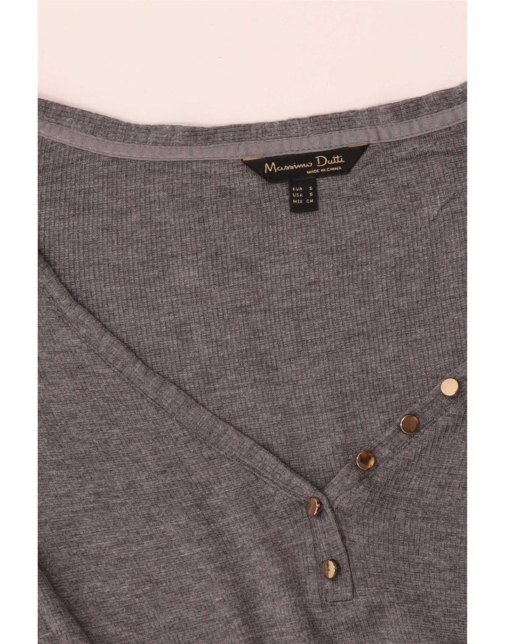 Massimo Dutti Top Mujer Manga Larga UK 40 Small Gris