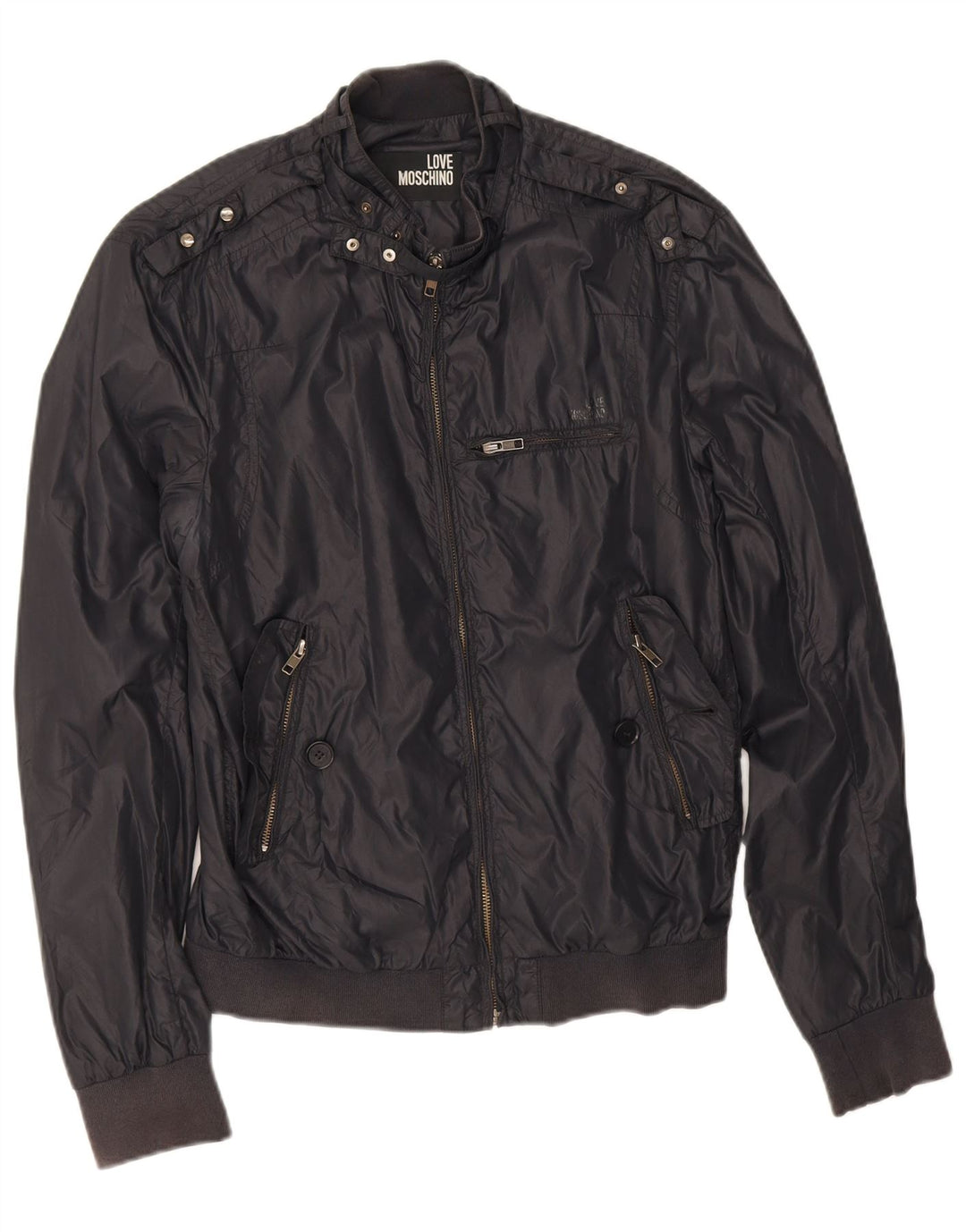 Moschino Hombre Chaqueta Bomber UK 38 Mediana Poliamida Negra