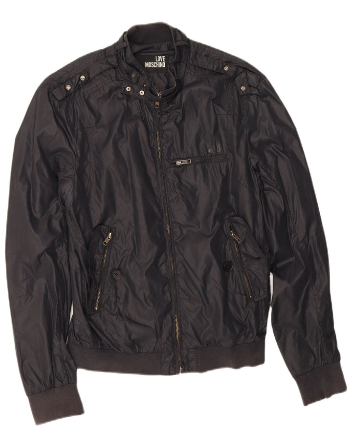 Moschino Hombre Chaqueta Bomber UK 38 Mediana Poliamida Negra