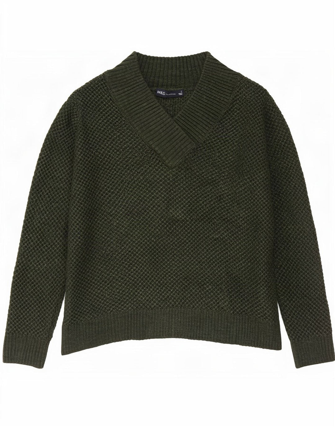Marks & Spencer Suéter con Cuello en V para Hombre Acrílico Verde Pequeño