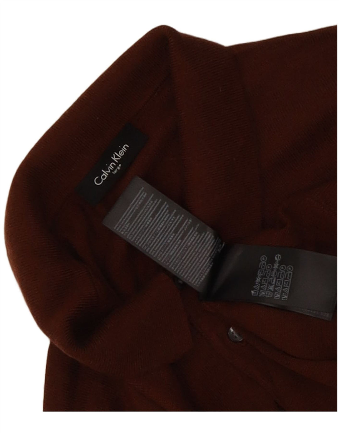 Calvin Klein Hombre Polo Cuello Jersey Suéter Grande Lana Marrón