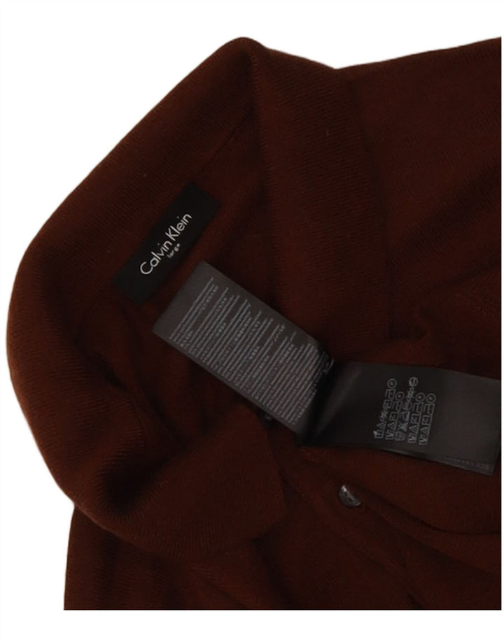 Calvin Klein Hombre Polo Cuello Jersey Suéter Grande Lana Marrón