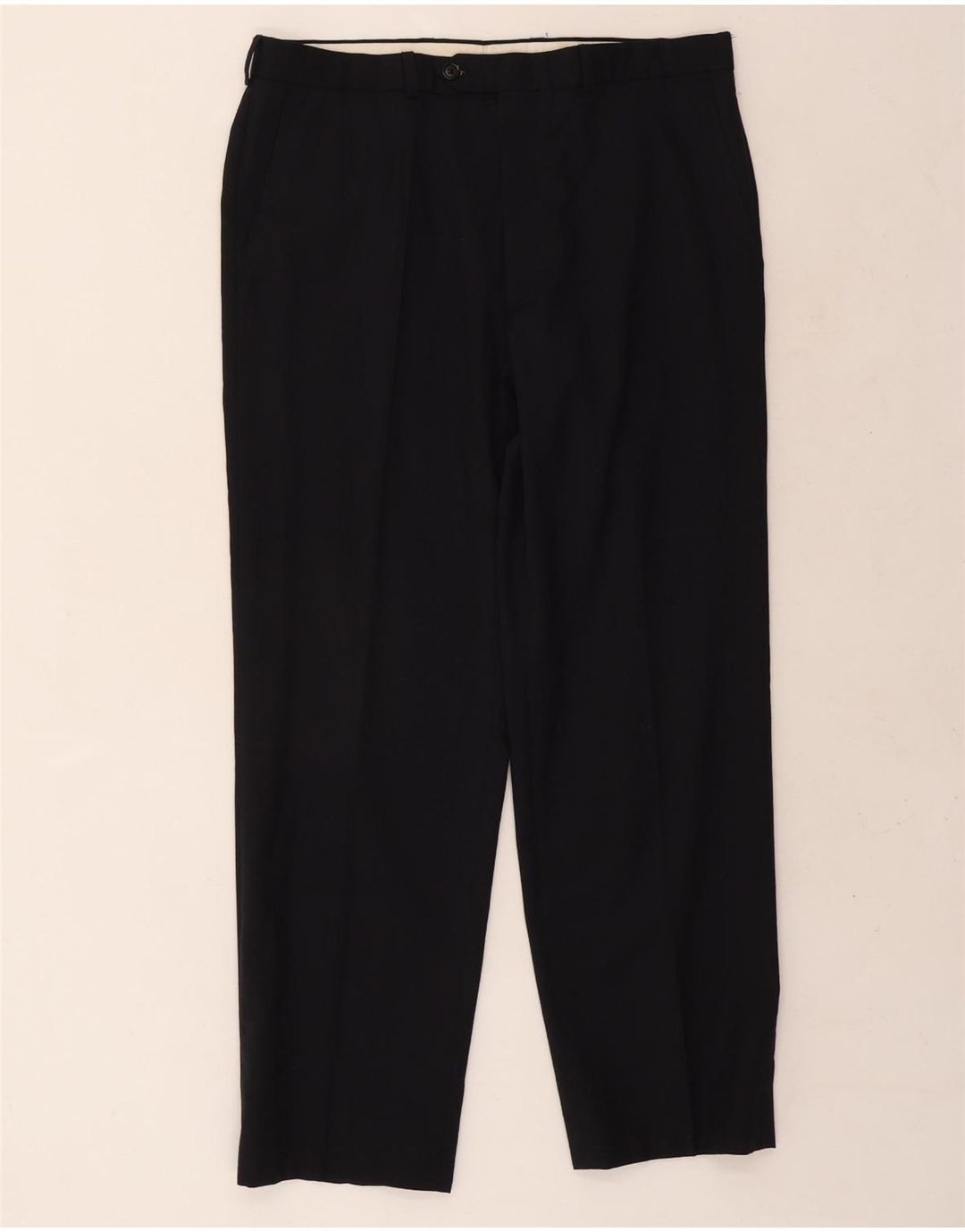 Marks & Spencer Pantalón de traje recto para hombre W34 L29 Lana azul marino
