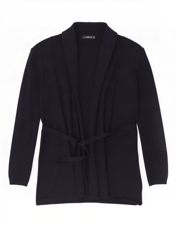 Zara Mujer Cárdigan Suéter UK 10 Small Azul Marino Viscosa