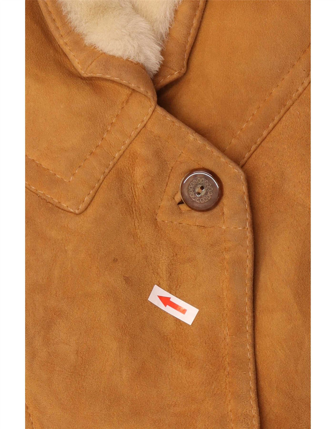 Vintage mujer chaqueta de piel de oveja de gran tamaño IT 42 Bloque de color marrón medio