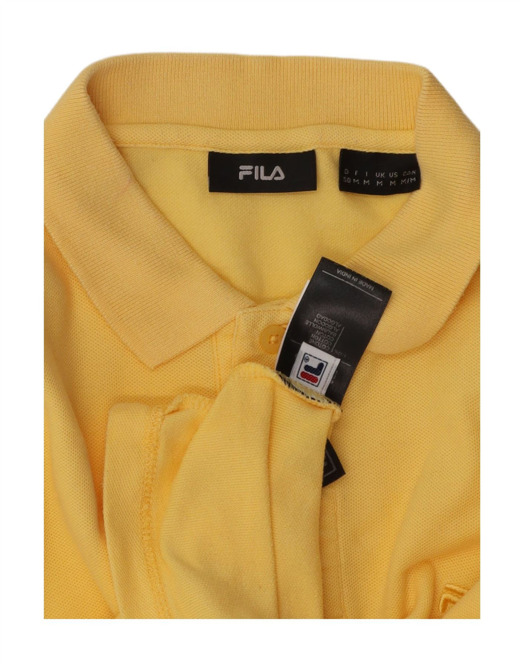 FILA Mens Polo Shirt Medium Yellow Cotton