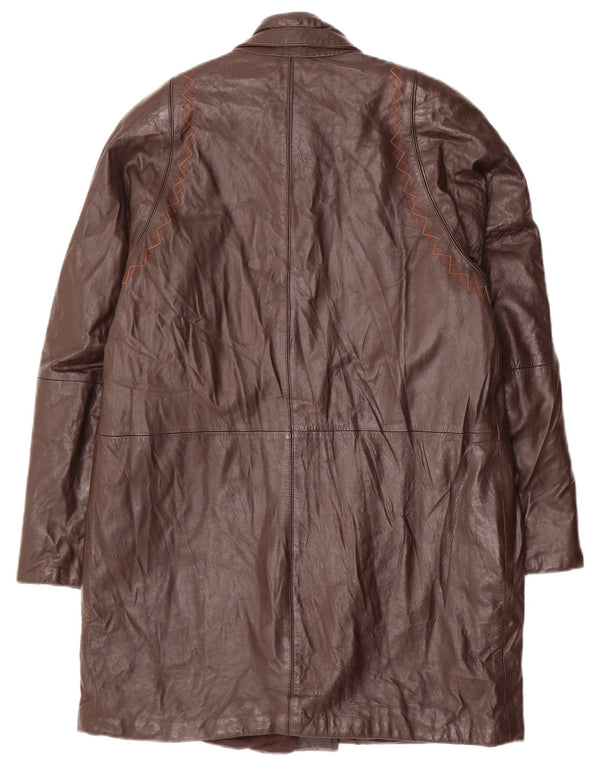 VINTAGE Abrigo de cuero para mujer Reino Unido 14 Marrón medio