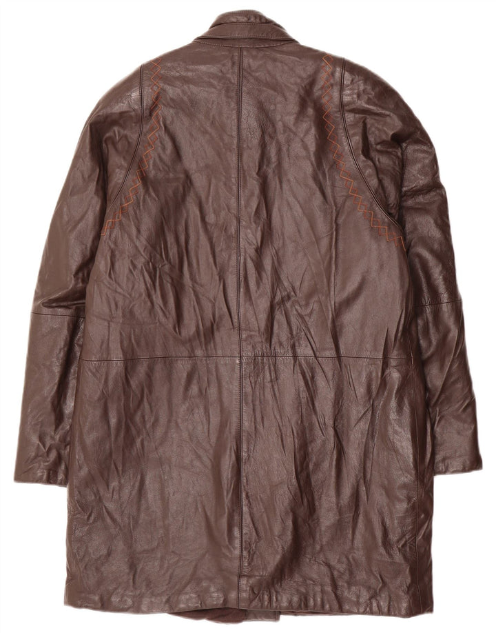 VINTAGE Abrigo de cuero para mujer Reino Unido 14 Marrón medio