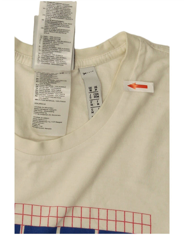 Adidas Camiseta gráfica para hombre Top mediano de algodón blanco roto