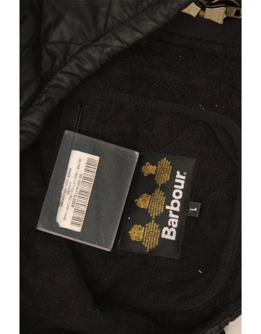 Barbour Chaqueta acolchada para hombre Reino Unido 40 Grande Algodón negro