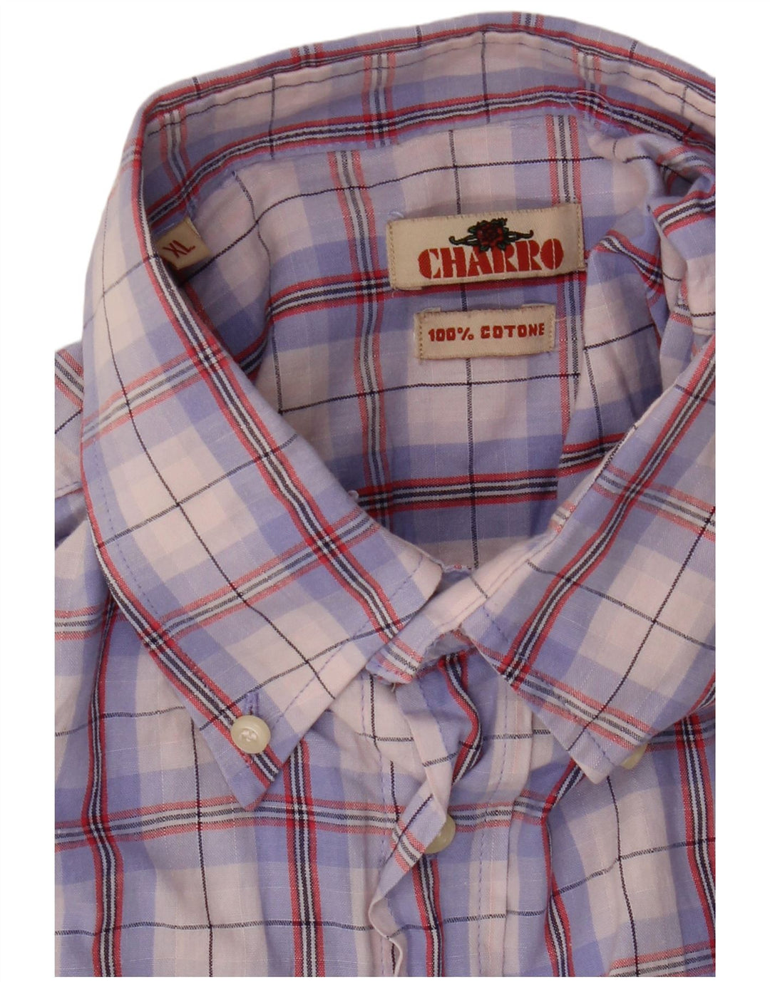 Camisa Charro Hombre Manga Corta XL Algodón Cuadros Morado