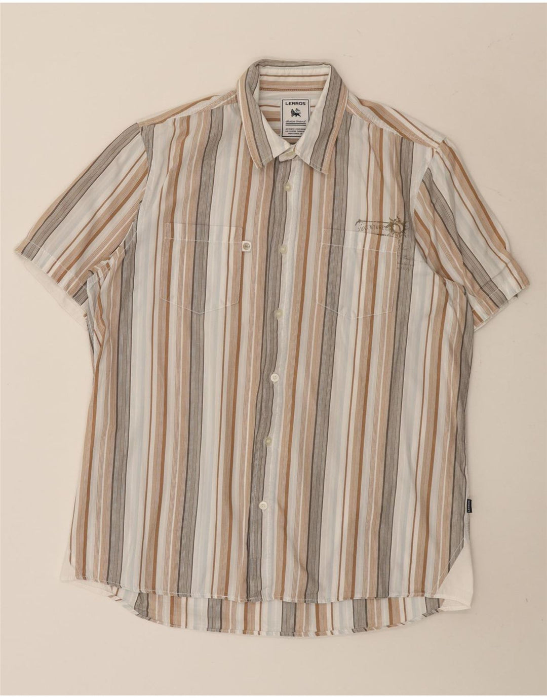 Lerros Camisa Manga Corta Hombre Algodón Rayas Mediana Multicolor
