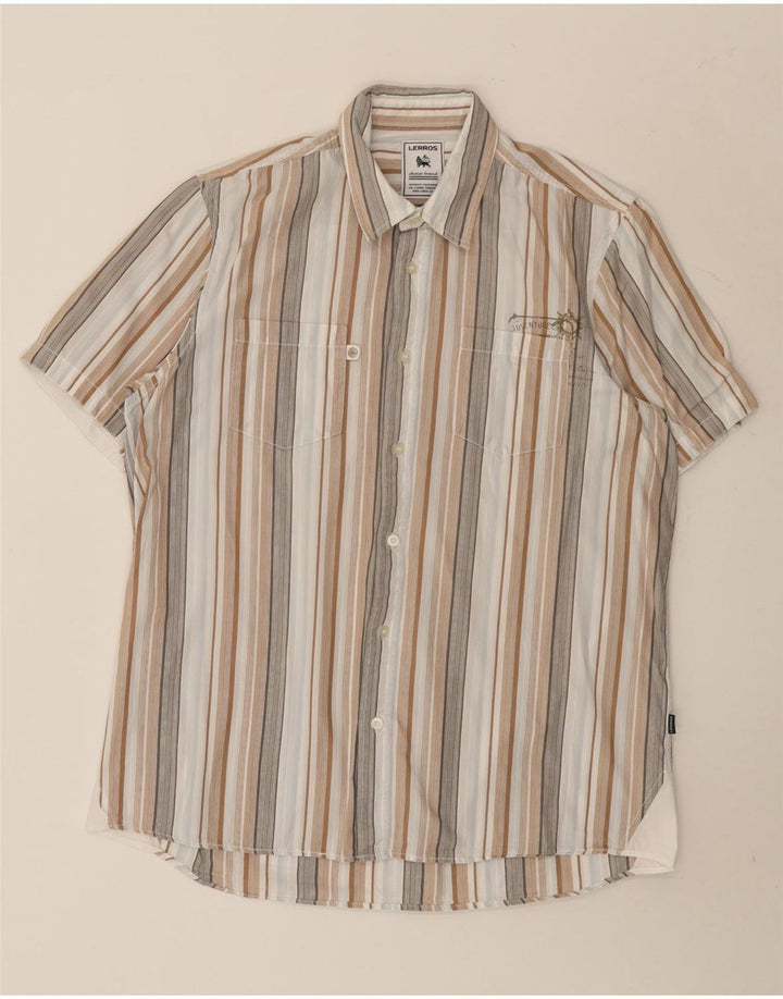 Lerros Camisa Manga Corta Hombre Algodón Rayas Mediana Multicolor