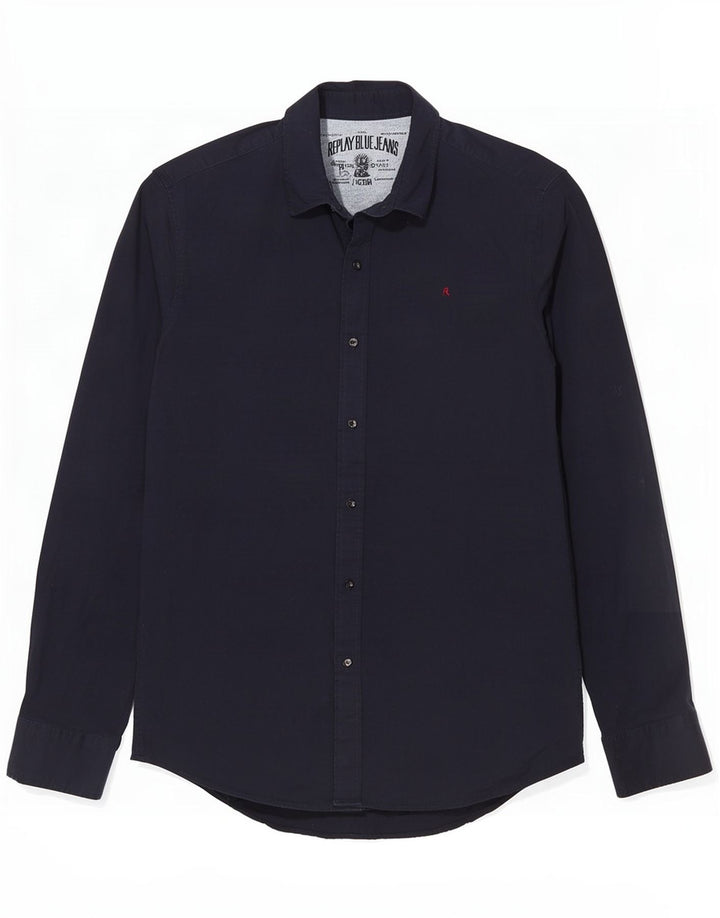 Camisa Replay Hombre Medium Azul Marino Algodón