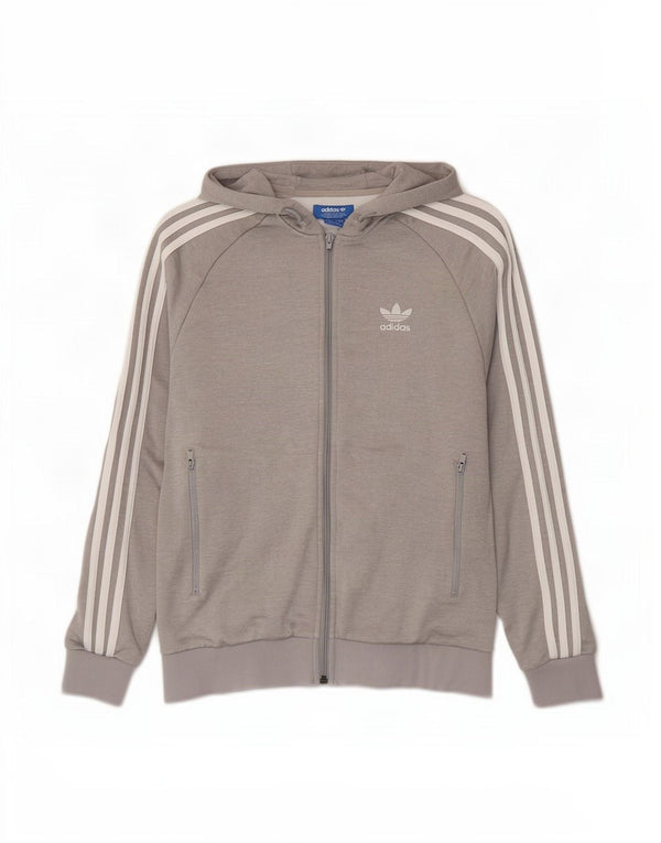 Adidas - Sudadera con capucha y cremallera para hombre, tamaño pequeño, poliéster gris