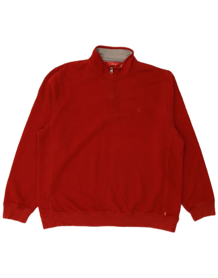 IZOD - Sudadera con cuello y cremallera para hombre, talla XL, algodón rojo
