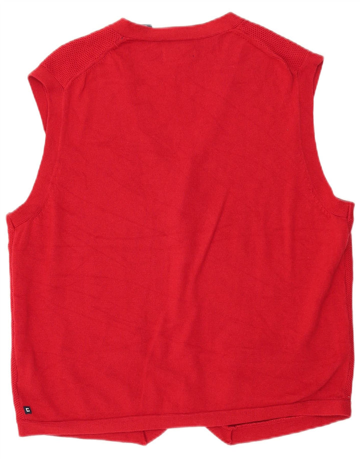 CHAPS Suéter tipo cárdigan sin mangas para hombre grande de algodón rojo