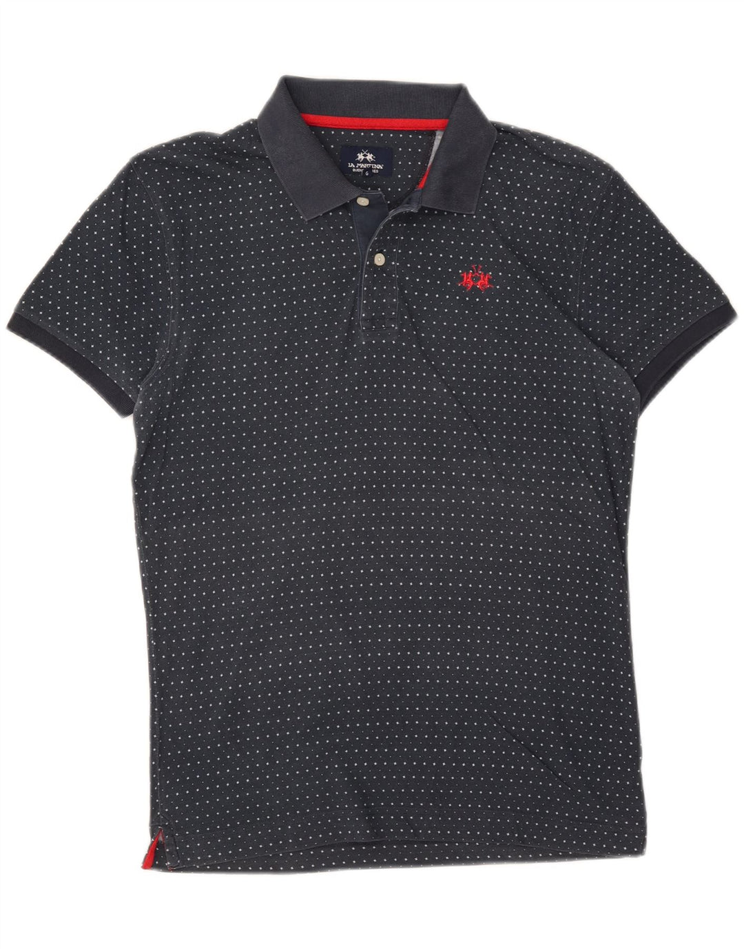 La Martina Polo de corte entallado con estampado abstracto para hombre, talla grande, azul marino