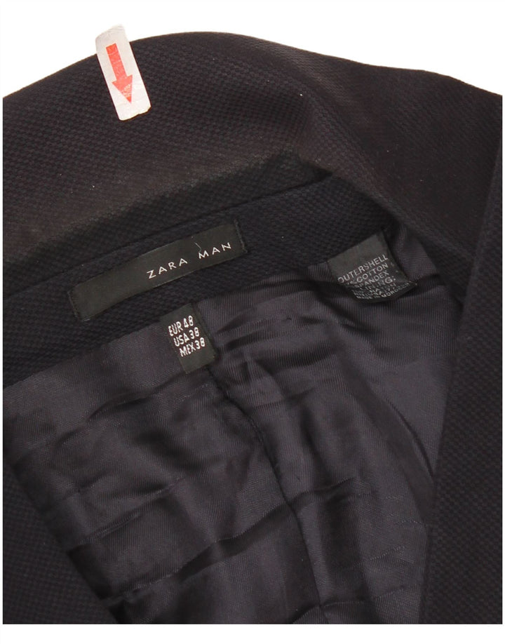 Zara Chaqueta tipo blazer de 2 botones para hombre EU 48 Algodón azul marino mediano