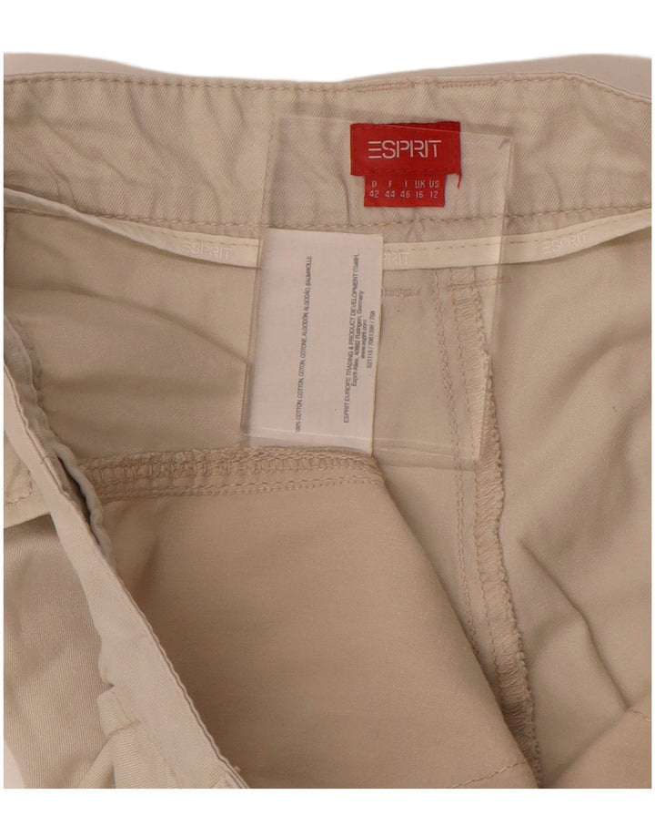 ESPRIT Pantalones cortos rectos para mujer UK 16 Large W34 L26 Algodón beige