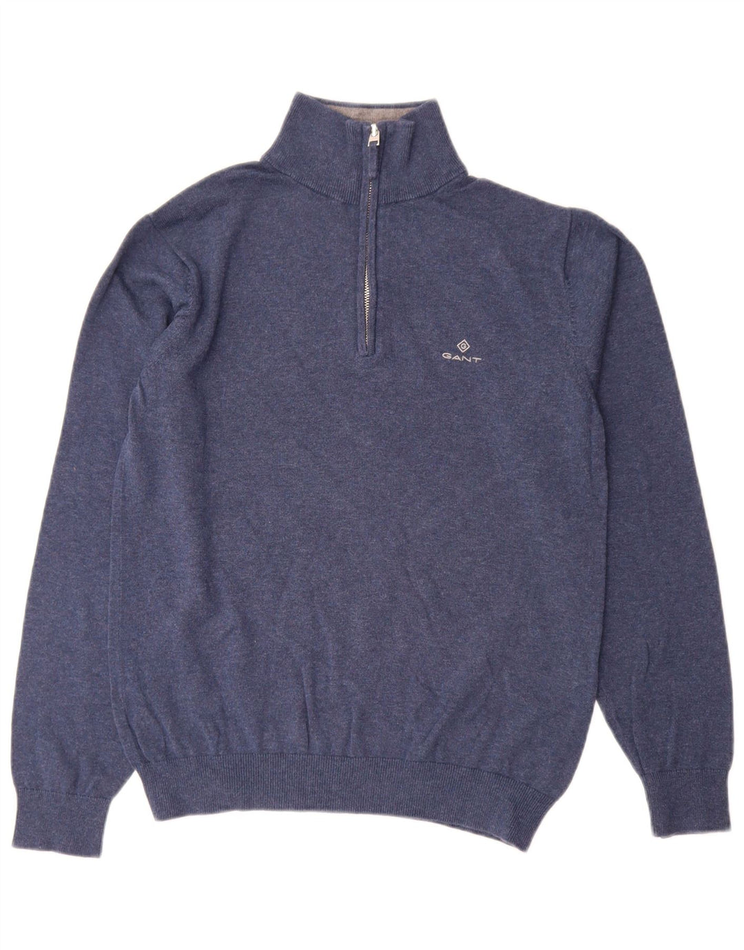 Gant Jersey De Cuello Con Cremallera Para Hombre Jersey De Algodón Azul Pequeño