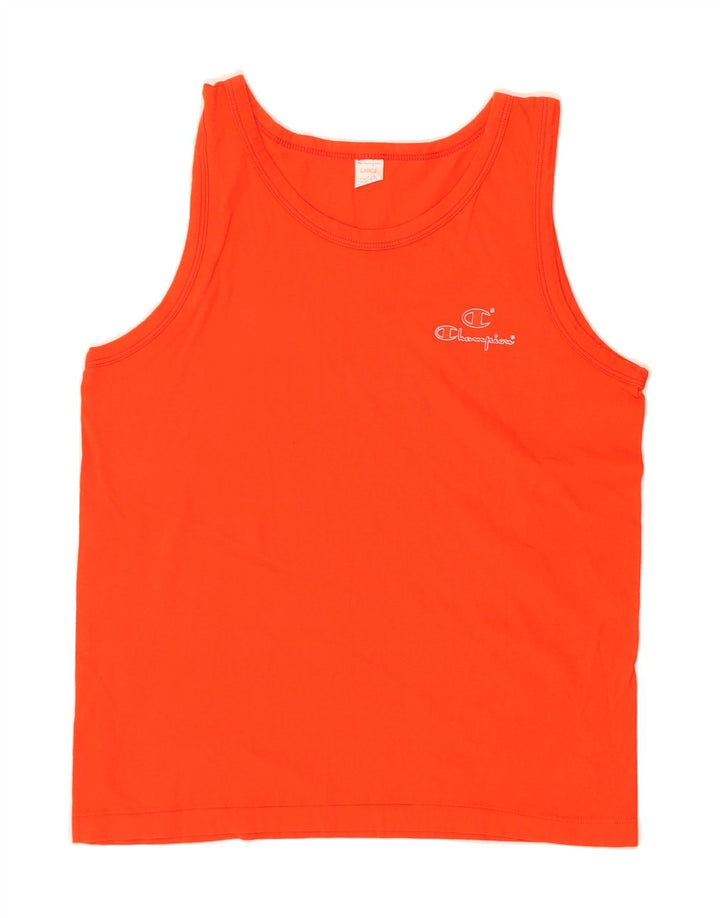 CHAMPION Womens Vest Top UK 14 Large Red Cotton Vintage Champion and Second-Hand Champion from Messina Hembry 