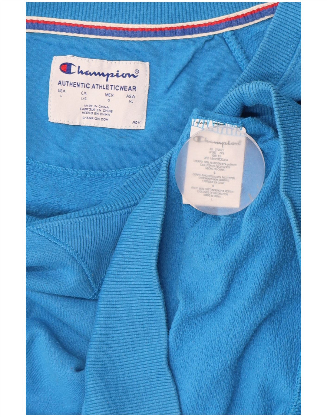 CHAMPION Sudadera gráfica para mujer Jumper UK 16 Large Blue Cotton