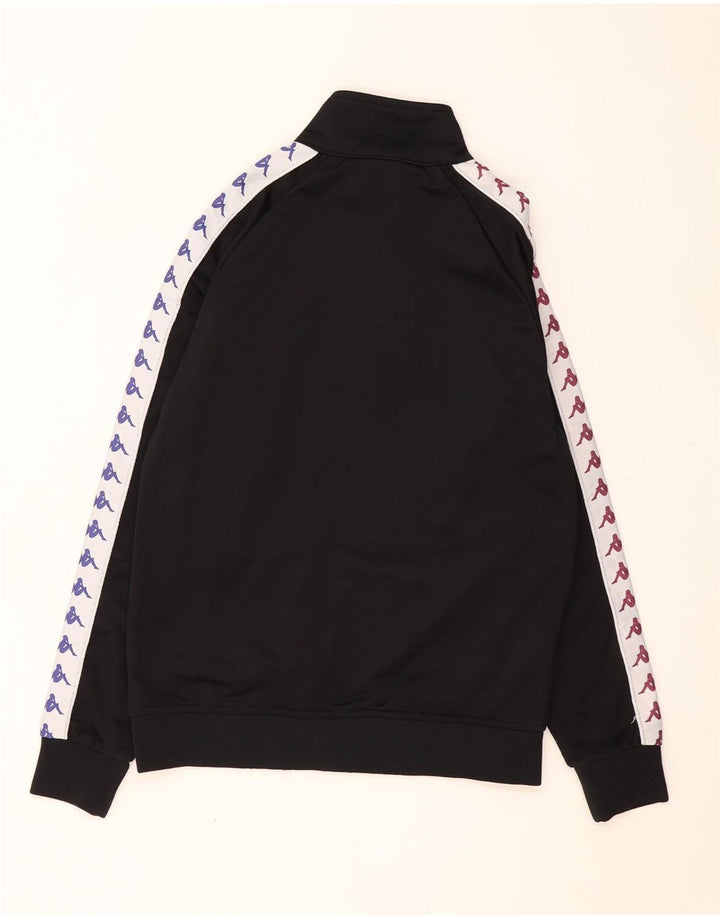 KAPPA Mens Graphic Chándal Top Chaqueta Mediano Negro Colorblock Poliéster