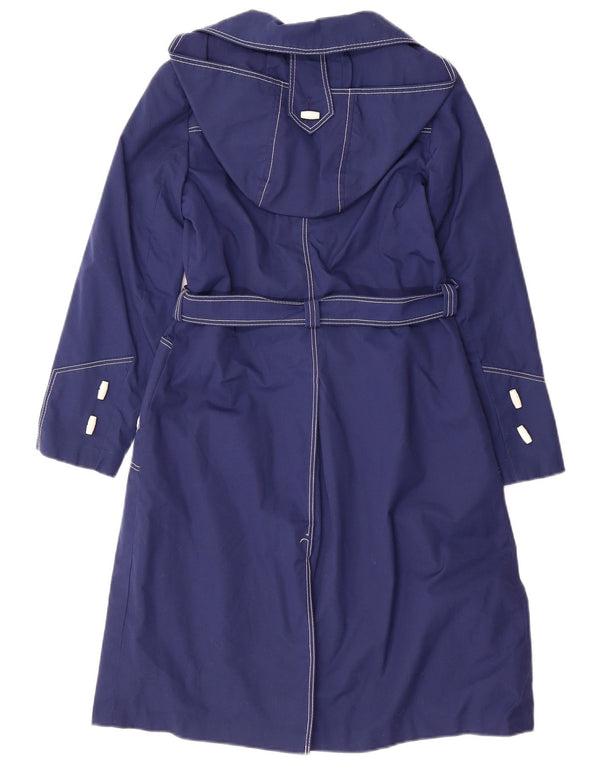 Gabardina con capucha para niñas vintage 11-12 años Poliéster azul marino