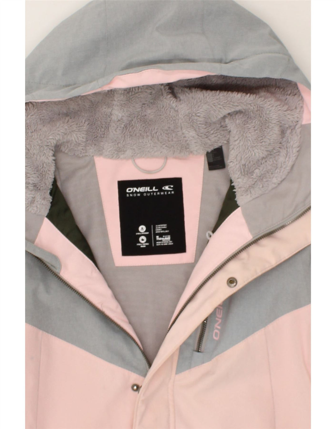 O'NEILL Womens Hooded Rain Jacket UK 6 XS Multicoloured Colourblock Vintage O'Neill and Second-Hand O'Neill from Messina Hembry 