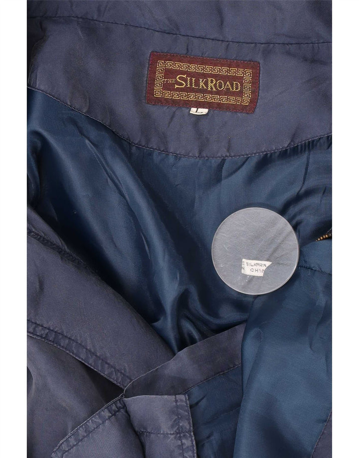 Vintage hombres chaqueta utilitaria Reino Unido 40 grande seda azul marino