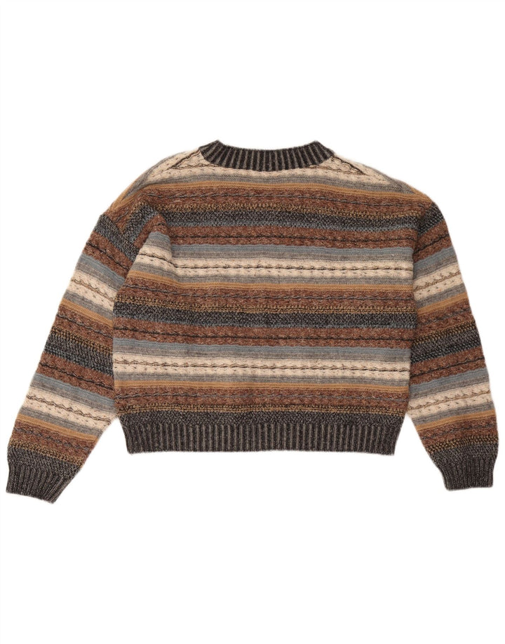 Stefanel Jersey con cuello en V para mujer, talla 40, talla grande, multicolor, a rayas