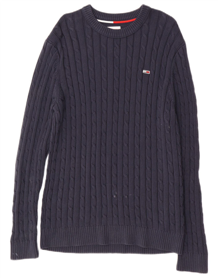 TOMMY HILFIGER Jersey con cuello redondo y gráfico para hombre Azul marino mediano