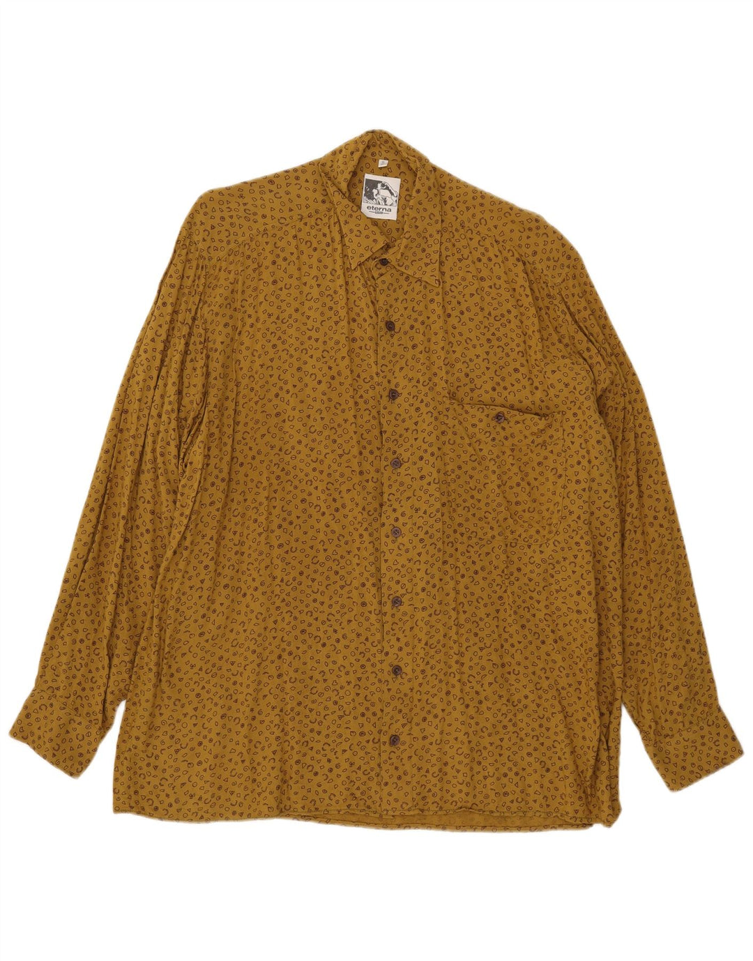 Eterna Camisa con patrón abstracto para hombre, talla 41 16, grande, amarilla