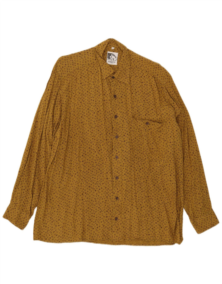 Eterna Camisa con patrón abstracto para hombre, talla 41 16, grande, amarilla