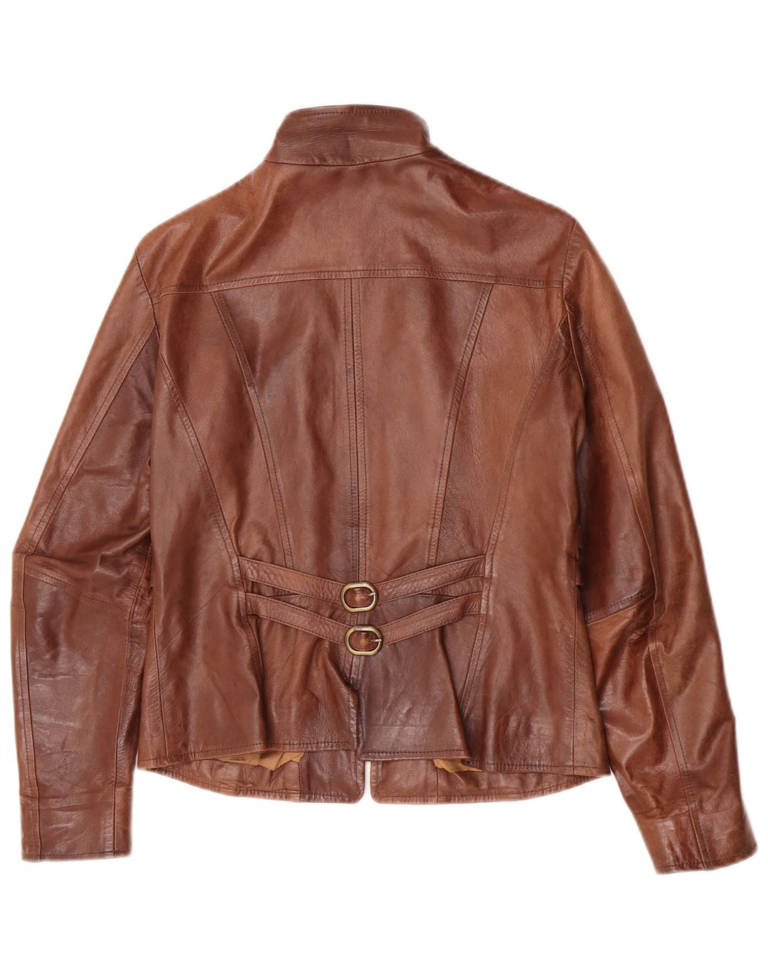 Chaqueta de cuero vintage para mujer IT 44 cuero marrón medio