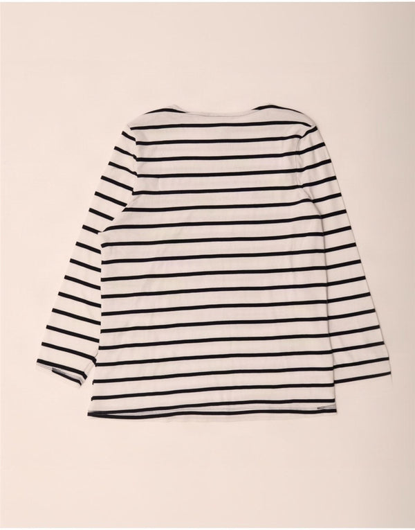 Marks & Spencer Top para Mujer Manga 3/4 UK 40 XL Algodón a Rayas Blanco