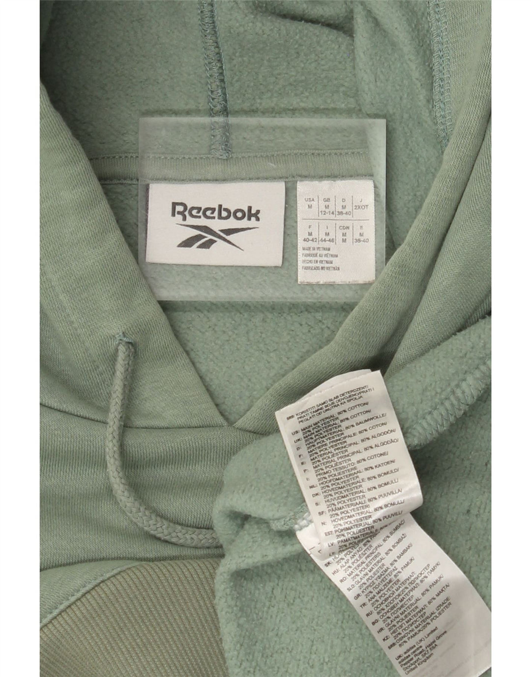 Reebok Sudadera con capucha asimétrica corta para mujer Reino Unido 12/14 Algodón verde medio