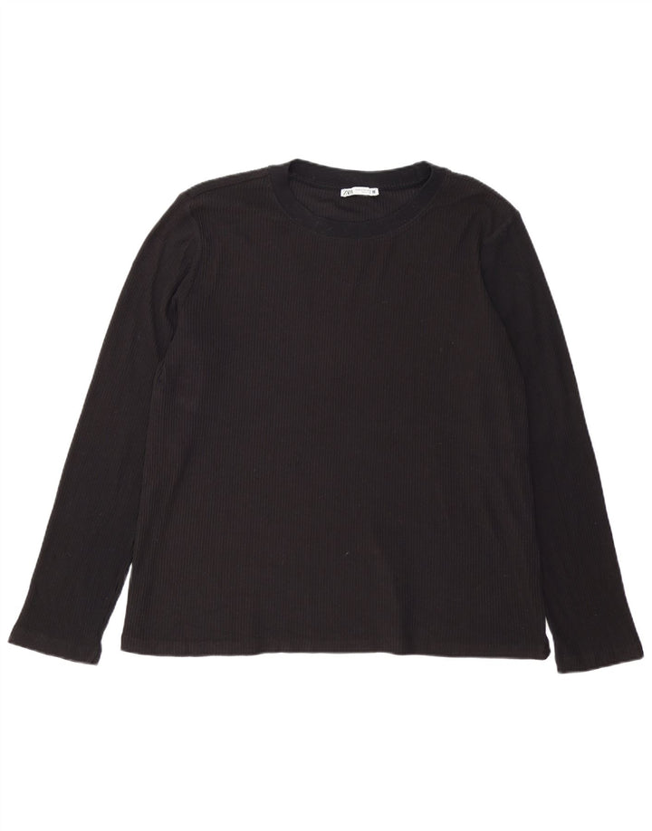 Zara Mujer Top Manga Larga ES 40 XL Negro
