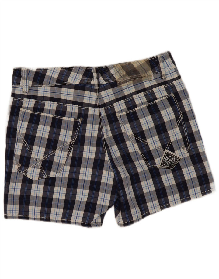Roy Rogers Pantalones cortos casuales para hombre W31 Poliéster a cuadros azul marino mediano