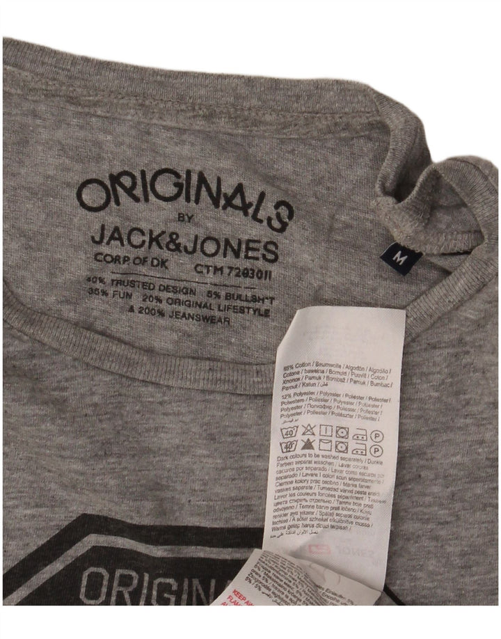 Jack & Jones Hombre Camiseta gráfica Top Algodón moteado gris medio