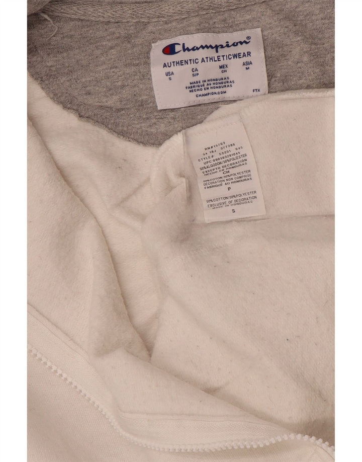 Champion Sudadera con capucha y cremallera para hombre, talla pequeña, algodón blanco