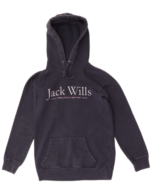 Jack Wills Sudadera con capucha gráfica para mujer UK 6 XS Azul marino Algodón