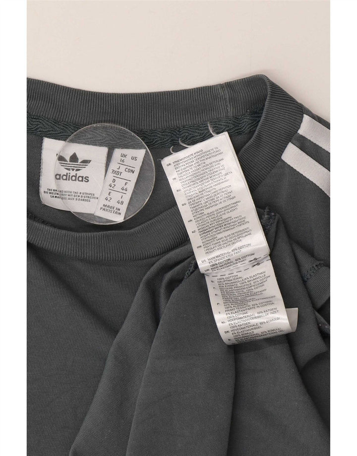 Adidas - Camiseta de manga larga para mujer, talla 40, talla grande, algodón gris