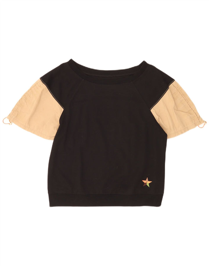 Benetton Sudadera tipo jersey para mujer UK 46 Large Negro Colorblock