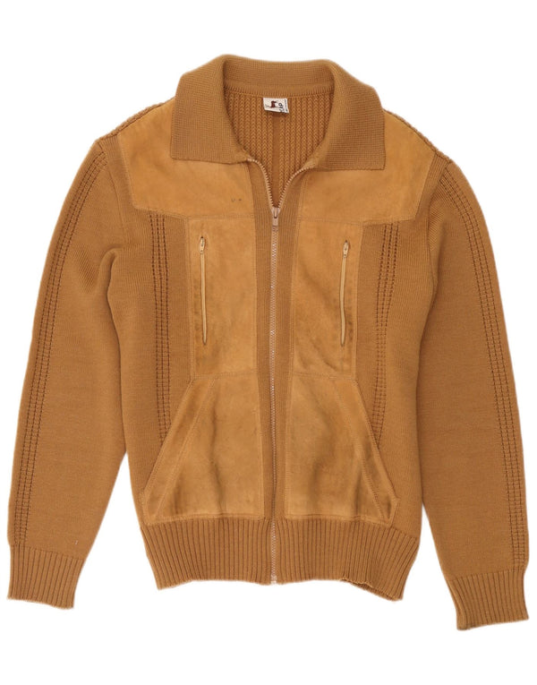 Vintage mujer Cardigan suéter Reino Unido 14 Medio Beige