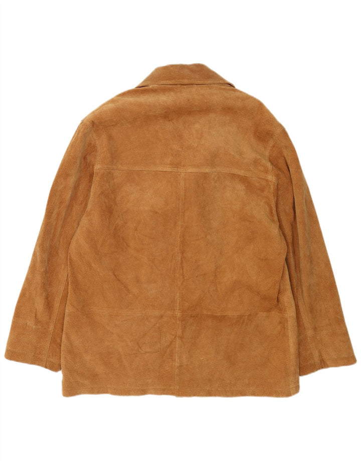 Vintage hombres 3 botones ante Blazer chaqueta IT 52 XL cuero marrón