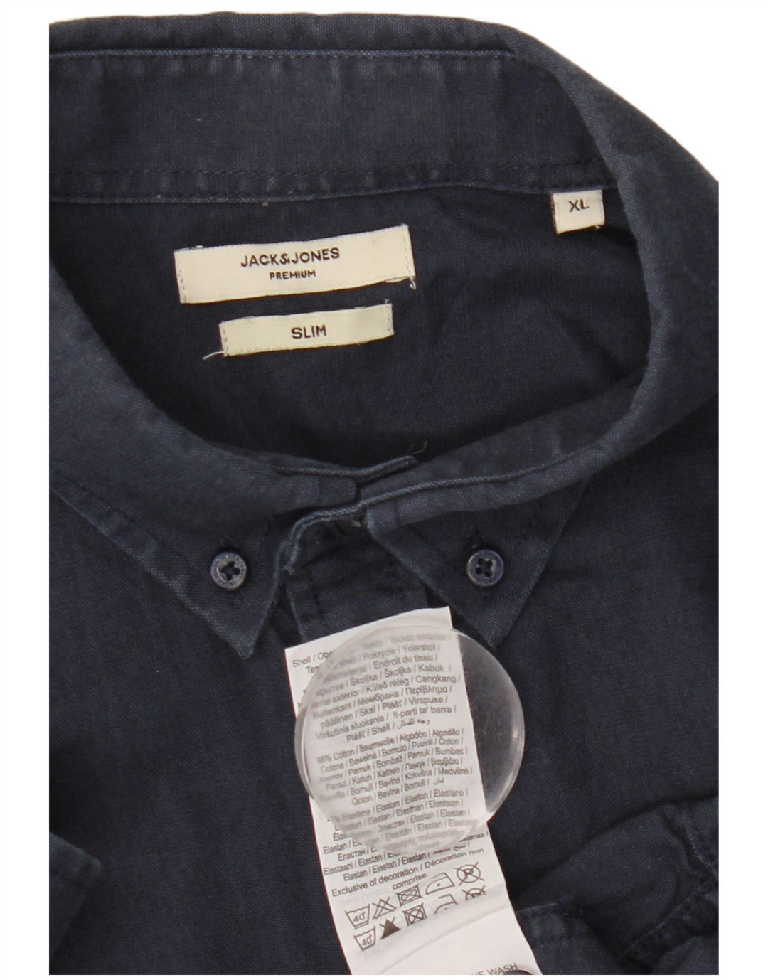 Jack & Jones Hombre Slim Shirt XL Azul Marino Algodón
