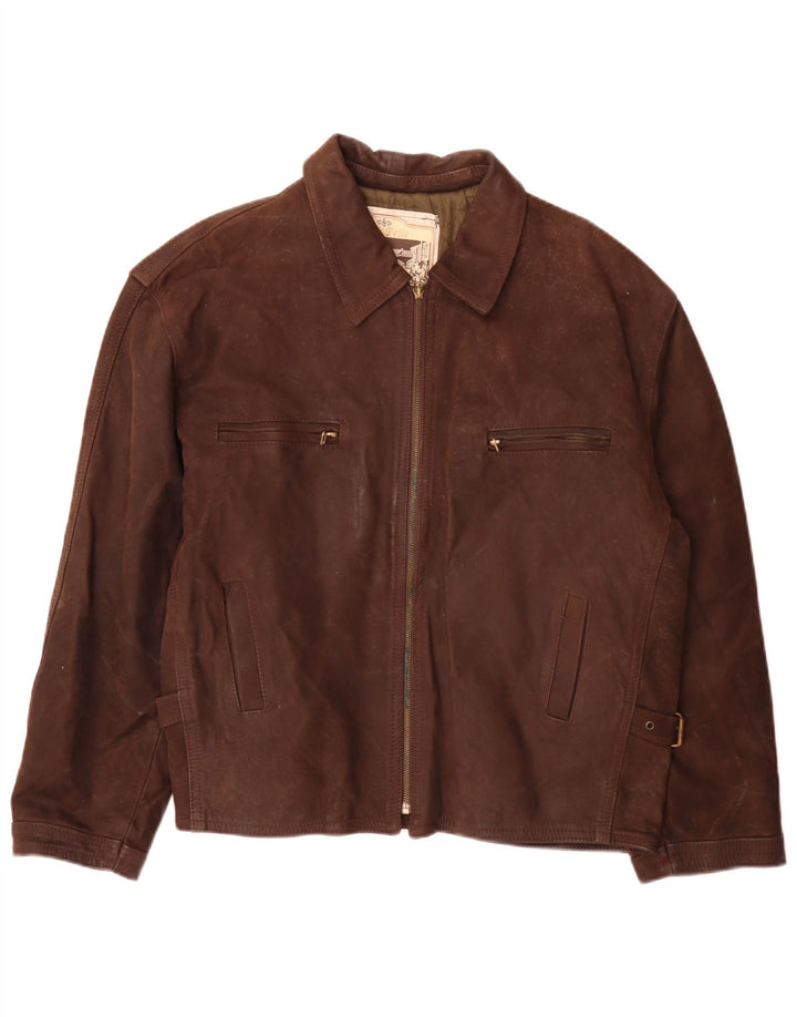 Vintage hombres chaqueta de cuero Reino Unido 40 marrón grande